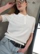 Женское стильное вязанное поло white оверсайз белый - изображение 2