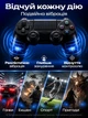 Геймпад джойстик PS4 Bluetooth беспроводной геймерский контроллер с двойной вибрацией для ПК Android iOS смартфона планшета приставки Smart TV Windows с аккумулятором сенсорной панелью LED аудио 3.5 мм USB дата кабелем комплект + флаг Украины AD05 870 - изображение 4