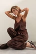 Майка сатинова з мереживом TP005 2605245781410 L/XL Коричневий - изображение 7