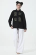 Жіноча лляна вишита блуза-сорочка з квітковою вишивкою, комірцем та манжетами Жоржетта. Чорний, р.48, код 9472/48/147 - изображение 4