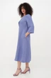 Лляна міді сукня для великих фігур зі складками однотонна Індіра (Plus size). Блакитний, р.46, код 0456/46/78 - зображення 2