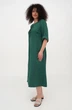 Лляна міді сукня для великих фігур зі складками однотонна Індіра (Plus size). Зелений, р.46, код 0456/46/534 - изображение 2