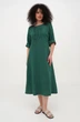 Лляна міді сукня для великих фігур зі складками однотонна Індіра (Plus size). Зелений, р.44, код 0456/44/534 - изображение 4