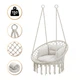 Подвесное плетеное кресло-качалка LEOBRO Boho Deluxe XL 80 см Cream (LB-1112) - изображение 1