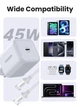 Сетевое зарядное устройство UGREEN X524 45W USB-C GaN Fast Charger Set White (65055) - изображение 8