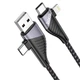 Дата кабель HOCO U95 Freeway 4in1 USB/Type-C to Type-C/Lightning 60W (1.2m) (Black) (249223) - изображение 10