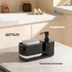 Дозатор для мила Dish Soap Dispenser кухонний з тримачем губки чорний - зображення 8