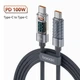 Кабель Type-c - Type-c 100W 1М Toocki Display PD3.0 QC4.0 FCP AFC - Space Gray TXCTT 1-ZX0G - изображение 7
