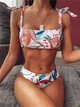 Купальник жіночий роздільний ретро з високими трусиками та топом принт квіти S 85А/В - зображення 6