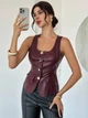 Топ из эко кожи Shein sz25061978128430693 S бордовый (100010019) - изображение 2