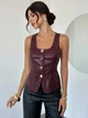 Топ из эко кожи Shein sz25061978128430693 S бордовый (100010019) - изображение 4