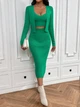 Костюм (топ, кардиган, юбка) Shein sz2308302400444698 L зеленый (100009775) - изображение 6