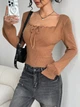 Вязаный топ Shein sz2410227675651512 S коричневый (100010043) - изображение 3