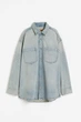 Джинсова сорочка-куртка оверсайз H&M 1204761011c28 M блакитна (100009610) - зображення 7