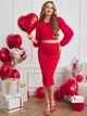 Костюм для вагітних (спідниця, топ) Shein sz2411045513925157 S червоний (100009809) - зображення 4