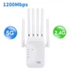 Ретранслятор Wi-Fi 2.4G/5G 1200 Мбіт/с з 6 антенами, підсилювач сигналу бездротової мережі, білий - зображення 1