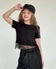 Футболка с кружевом для девочек черная рост 146 см СмаилТайм SmileTime Lace (LL36-28-1) - изображение 1