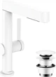 Змішувач hansgrohe Finoris 76063700 з висувним душем, 2 типи струменя та зливним гарнітуром push-open, білий матовий - изображение 1