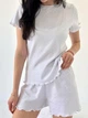 Женская пижама футболка и шорты с рюшами Rose Amour S/M белая SetWH1213-1 - изображение 3