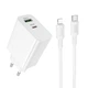 Сітчастий зарядний пристрій з кабелем BOROFONE BA106A Stellar PD20W+QC3.0 Charger Set (C to iP) (EU) White (6941991125324) - зображення 1