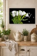 Картина на холсте MAKO Tulips Black с часами 30×53 см бесшумный плавный ход кварцевый механизм 3053-003 - изображение 2