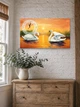 Картина на холсте MAKO Swans Sunset Orange с часами 30×53 см бесшумный плавный ход кварцевый механизм 3053-026 - изображение 3