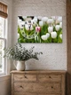 Картина на холсте MAKO Tulips Garden Soft с часами 30×53 см бесшумный плавный ход кварцевый механизм 3053-070 - изображение 3