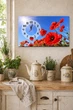 Картина на холсте MAKO Red Poppies Blue Sky с часами 30×53 см бесшумный плавный ход кварцевый механизм 3053-053 - изображение 2