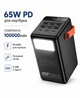 Повербанк для ноутбука 100000 mAh 65W PD Hoco быстрая зарядка 6 USB 2 Type-C с LED-фонарём Черный - изображение 1