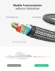 Аудіокабель UGREEN AV127 3.5mm Male to 6.35mm Male, TRS Stereo Audio Cable, nylon braid, 2m Gray - изображение 5