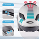 Мотоциклетный шлем YEMA 3C Certified 639S для электромобилей, мужской зимний защитный шлем с двумя линзами, женский полушлем для электросамоката, всесезонный универсальный размер, белый с полосатым рисунком и прозрачным визором. - изображение 8