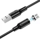 Магнітний кабель BOROFONE BX41 USB to Micro-USB 2.4A, 1 м, швидка зарядка, знімний конектор, чорний - зображення 2