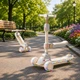 Детский трехколесный самокат с сидением (музыка, подсветка колес и деки, Bluetooth, складной) для мальчика и девочки белый (018) - изображение 2