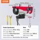 Электрическая лебедка VEVOR WX550-2 / 12 м / 510W / до 250 кг / 10 м/мин / Дистанционное управление / Красный 100673765 - изображение 2