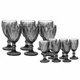 Набір гранених фужерів із чарками High Quality Glass 12 предметів Smoky grey - зображення 1