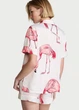 Пижама Victoria's Secret Signature Satin Short Pajama Set M белый с фламинго - изображение 2