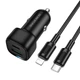 Автомобільний зарядний пристрій BOROFONE BZ34B Cloud PD38W 1xType-C 1xUSB car charger set Type-C to Lightning Black (6941991122392) - зображення 1