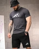 Летний комплект мужской Adidas серый / черные шорты ТР6162, футболка и шорты L - изображение 1