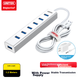 USB-концентратор UNITEK USB 3.0, 7-портовая высокоскоростная док-станция расширения, многопортовый адаптер для ноутбука с кабелем питания, длина 1,2 метра, Y-3090ASL - изображение 1