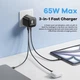Сетевое зарядное устройство ASOMETECH 65W GaN 1U2C с выдвижным кабелем Type C (RCE-6508ACX) - изображение 4