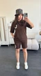 Костюм летний женский в рубчик коричневого цвета 38074 54/56 - изображение 5