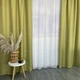 Готовые однотонные шторы лен блэкаут Оливковые с тюлем, Комплект штор на тесьме из плотной портьерной ткани - изображение 2