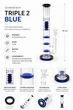 Бонг стеклянный Triple 2 Blue с Honeycomb и льдом 41 см - изображение 2