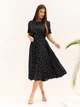 Классическое платье в горошек с коротким рукавом Old Money ISSA PLUS 15696 3XL черное (issa2007682828425) - изображение 1