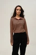 Жіноче поло з довгими рукавами Brown M - зображення 1