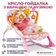 Детское кресло-качалка X-643 для новорожденных с музыкой и вибрацией до 18 кг Розово-желтое регулируемое с трехточечными ремнями безопасности - изображение 1