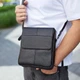 Кожаная мужская сумка планшет через плечо Tiding Bag M1254A компактный черный мессенджер для города - изображение 7