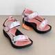 Дитячі спортивні босоніжки р 33 на дівчинку персикові різнобарвні текстильні легкі устілка 21 см анатомічні EB15264 - зображення 4