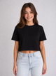 Модная женская футболка кроп-топ со стразами черная (N1567) one size - изображение 1