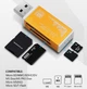 Картридер USB 2.0 4 in 1 MS/microSD/SDHC/T-Flash/M2 кардридер Card Reader Метал корпус Золотой - изображение 2